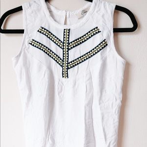 Elodie Print Sleeveless White Tank in Small
